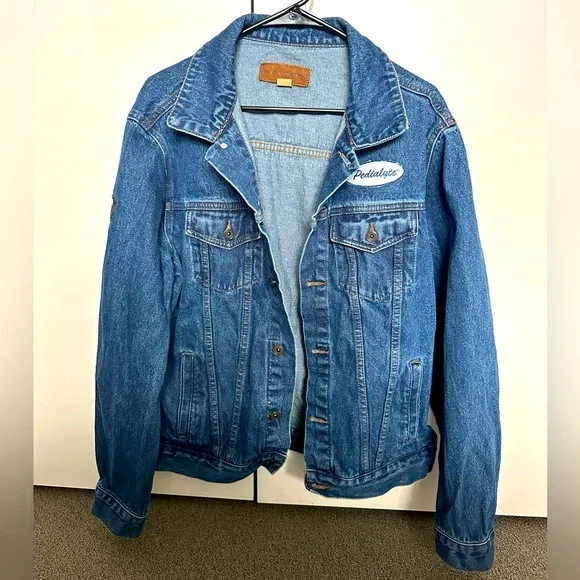 Novelty Pedialyte Port Authority Denim Jacket Sz Large “Dehydration Is So 1966”